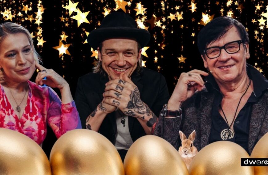 AgaZaryan, Wojtek Mazolewski i Maciej Maleńczuk w kopozycji z wielkanonym akcentem złotych jajek