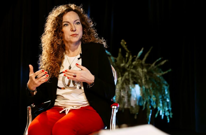 Agnieszka Nowakowska podczas wywiadu.
