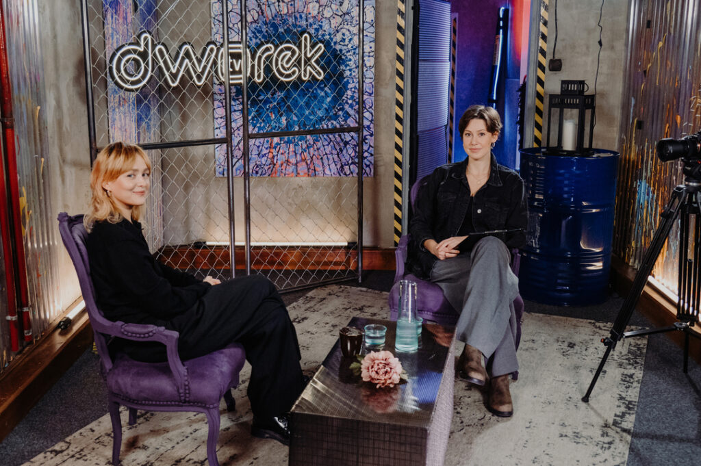 Aleksandra Dąbrowska, czyli Odet, w czasie wywiadu z Anną Poznańską Borowik.